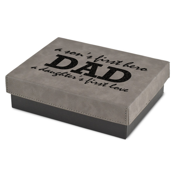 Custom Father's Day Quotes & Sayings Small Gift Box w/ Engraved Leather Lid