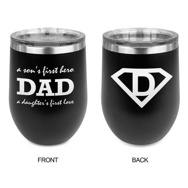 Father's Day Quotes & Sayings Stainless Wine Tumblers - Black - Double Sided - Approval