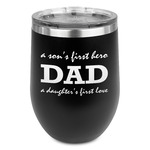 Father's Day Quotes & Sayings Stemless Stainless Steel Wine Tumbler - Black - Double Sided