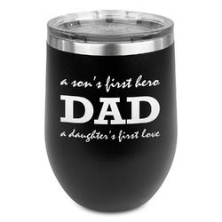 Father's Day Quotes & Sayings Stemless Stainless Steel Wine Tumbler - Black - Double Sided