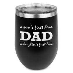 Father's Day Quotes & Sayings Stemless Stainless Steel Wine Tumbler - Black - Double Sided