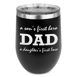Father's Day Quotes & Sayings Stemless Stainless Steel Wine Tumbler - Black - Single Sided