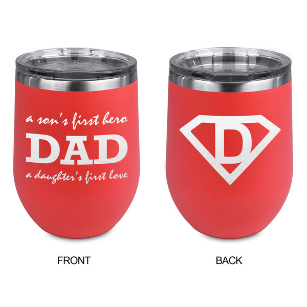 Father's Day Quotes & Sayings Stainless Wine Tumblers - Coral - Double Sided - Approval