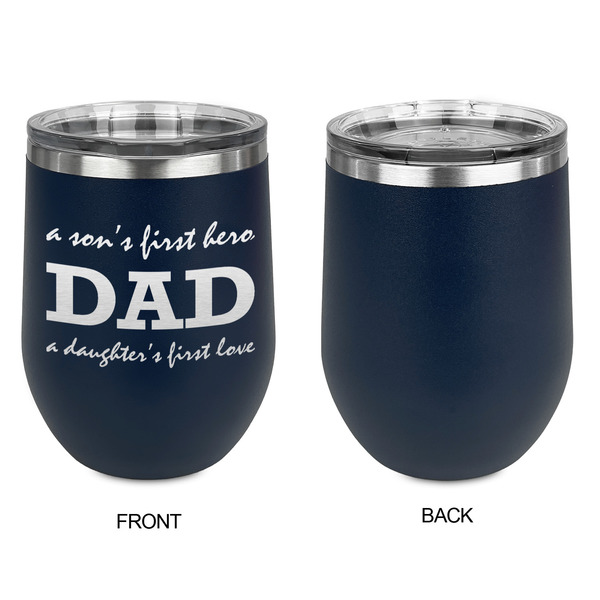 Father's Day Quotes & Sayings Stainless Wine Tumblers - Navy - Single Sided - Approval