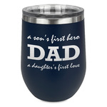 Father's Day Quotes & Sayings Stemless Stainless Steel Wine Tumbler - Navy - Single Sided