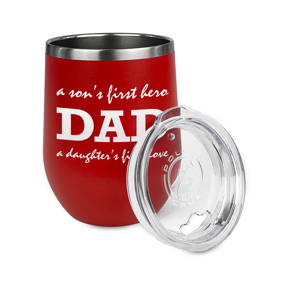Father's Day Quotes & Sayings Stainless Wine Tumblers - Red - Single Sided - Alt View