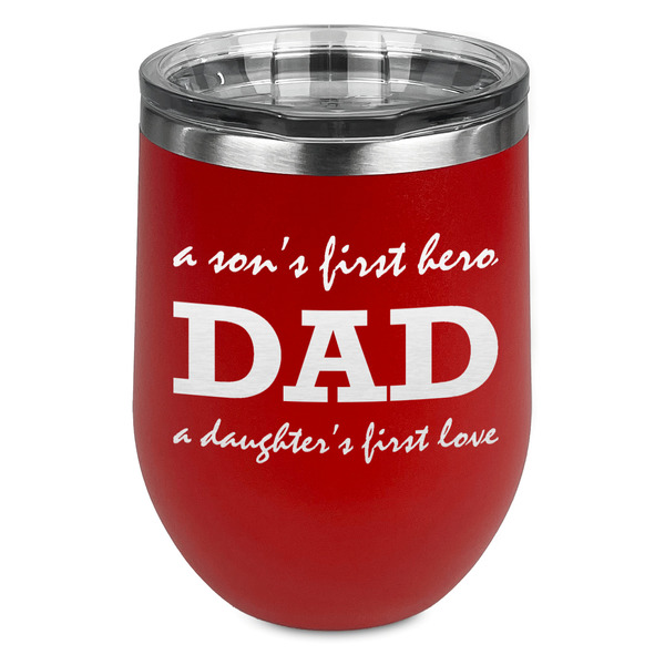 Custom Father's Day Quotes & Sayings Stemless Stainless Steel Wine Tumbler - Red - Single Sided