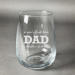 Father's Day Quotes & Sayings Stemless Wine Glass - Engraved