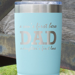Father's Day Quotes & Sayings 20 oz Stainless Steel Tumbler - Teal - Single Sided