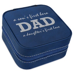 Father's Day Quotes & Sayings Travel Jewelry Box - Navy Blue Leather