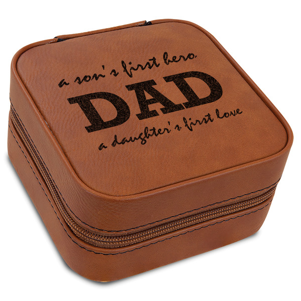 Custom Father's Day Quotes & Sayings Travel Jewelry Box - Leather