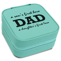 Father's Day Quotes & Sayings Travel Jewelry Box - Teal Leather