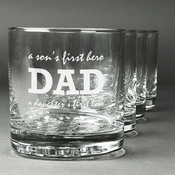 Custom Father's Day Quotes & Sayings Whiskey Glasses (Set of 4) (Personalized)