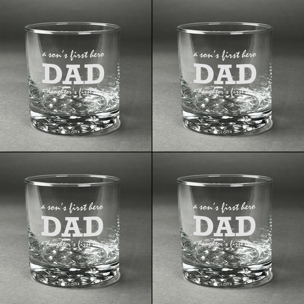 Father's Day Quotes & Sayings Whiskey Glasses - Set of 4 all Engraved