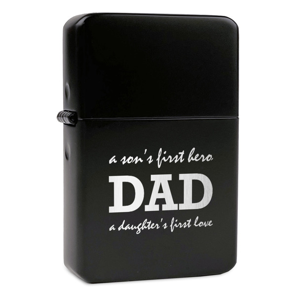 Custom Father's Day Quotes & Sayings Windproof Lighter - Black - Single Sided