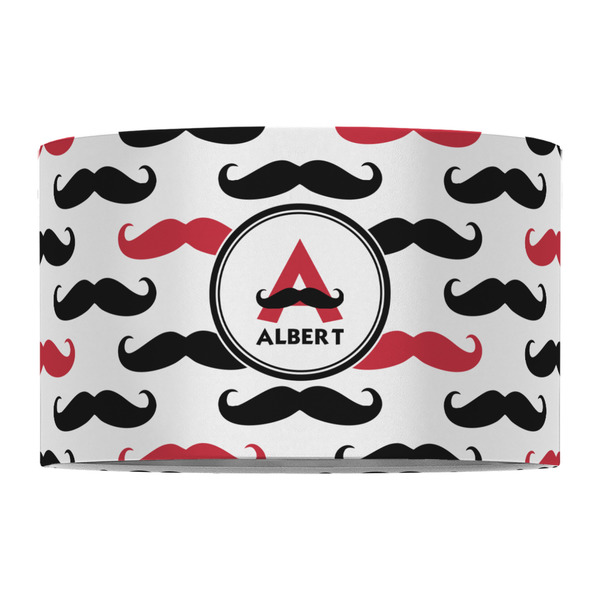 Mustache Print 12" Drum Lampshade - FRONT (Fabric)