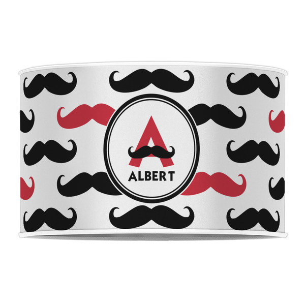 Mustache Print 12" Drum Lampshade - FRONT (Poly Film)