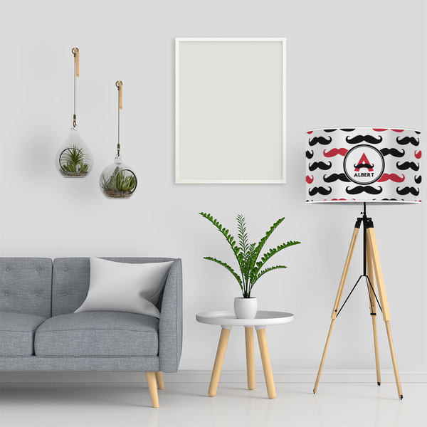 Mustache Print 12" Drum Lampshade - LIFESTYLE