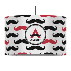 Mustache Print 12" Drum Pendant Lamp - Fabric (Personalized)
