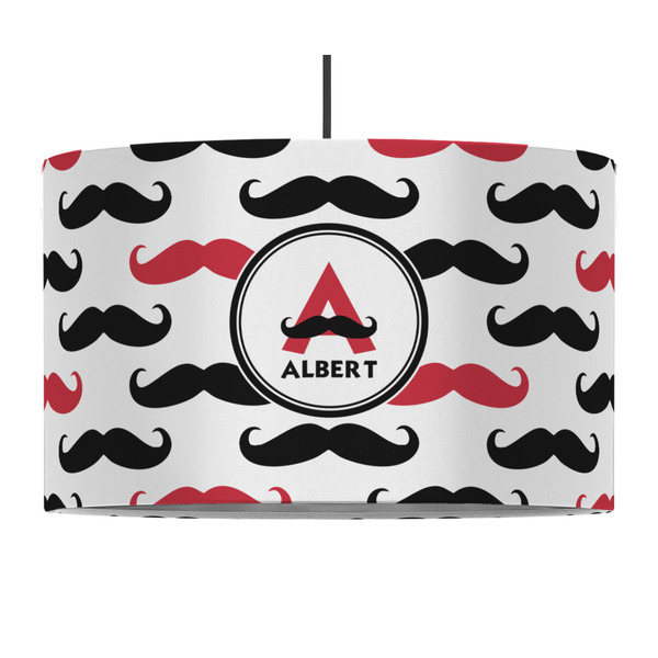 Mustache Print 12" Drum Lampshade - PENDANT (Fabric)