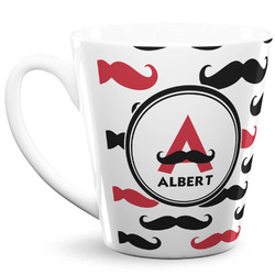 Mustache Print 12 Oz Latte Mug (Personalized)