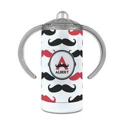 Mustache Print 12 oz Stainless Steel Sippy Cup (Personalized)