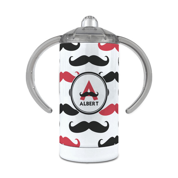 Custom Mustache Print 12 oz Stainless Steel Sippy Cup (Personalized)