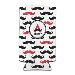 Mustache Print Can Cooler (tall 12 oz) (Personalized)