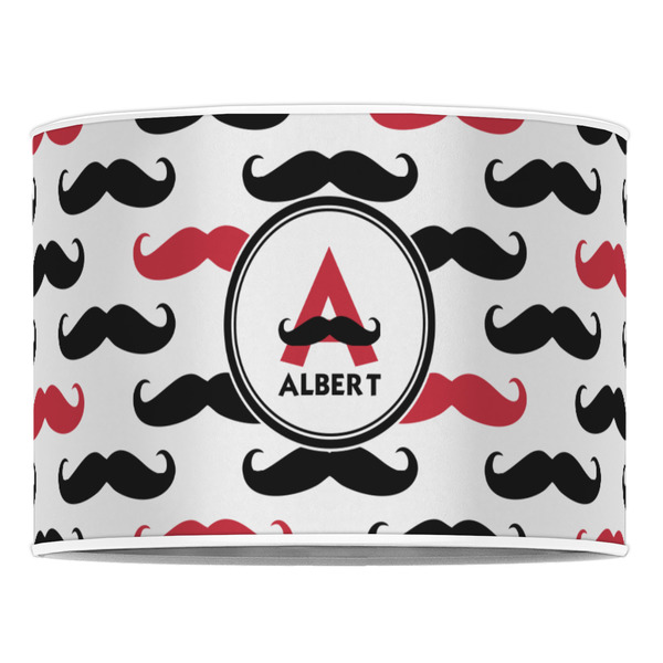 Mustache Print 16" Drum Lampshade - FRONT (Poly Film)