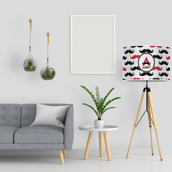 Mustache Print 16" Drum Lampshade - LIFESTYLE