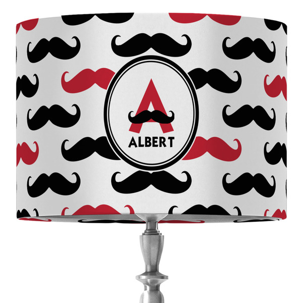 Custom Mustache Print 16" Drum Lamp Shade - Fabric (Personalized)