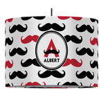Mustache Print 16" Drum Pendant Lamp - Fabric (Personalized)