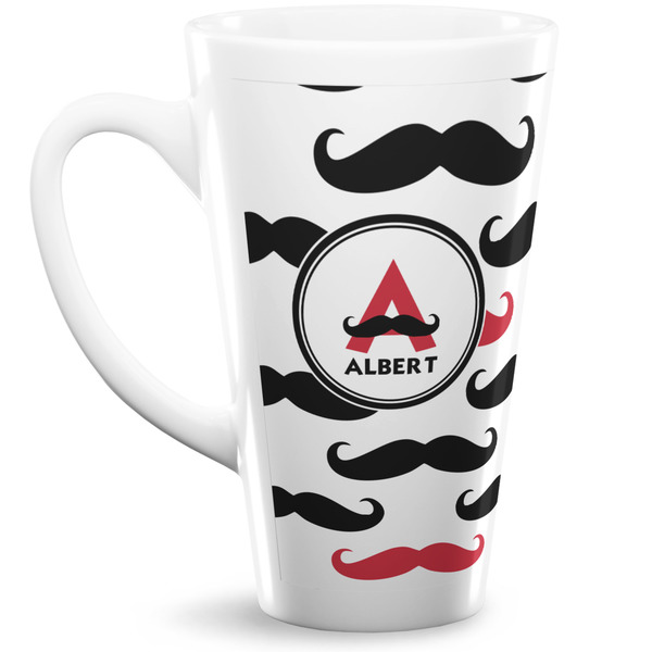 Custom Mustache Print 16 Oz Latte Mug (Personalized)