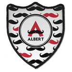 Mustache Print Iron On Shield Patch B w/ Name and Initial