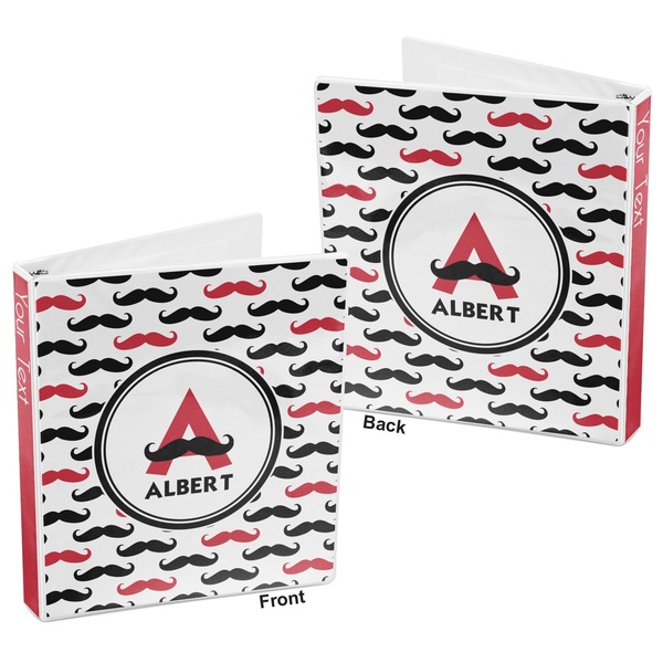 Mustache Print 3-Ring Binder Front and Back