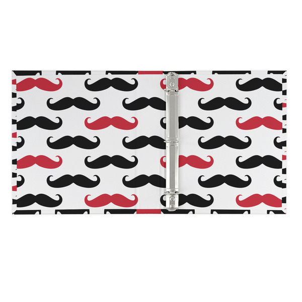 Mustache Print 3 Ring Binders - Full Wrap - 1" - OPEN INSIDE