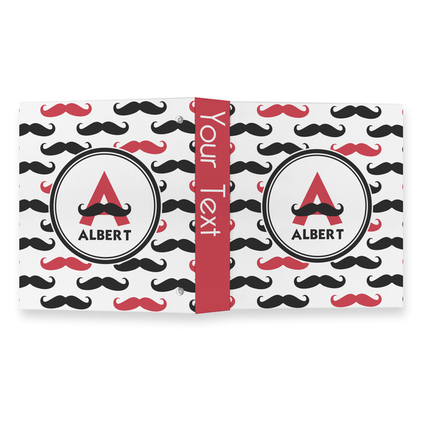 Mustache Print 3 Ring Binders - Full Wrap - 1" - OPEN OUTSIDE