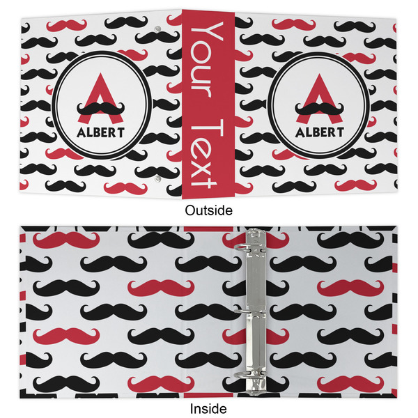 Mustache Print 3 Ring Binders - Full Wrap - 2" - APPROVAL