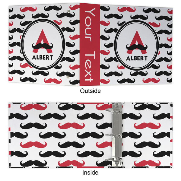 Mustache Print 3 Ring Binders - Full Wrap - 3" - APPROVAL