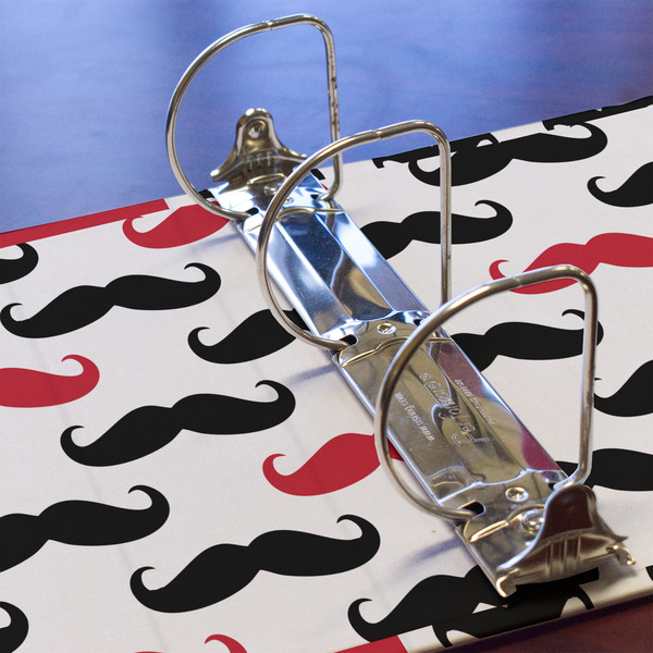 Mustache Print 3 Ring Binders - Full Wrap - 3" - DETAIL