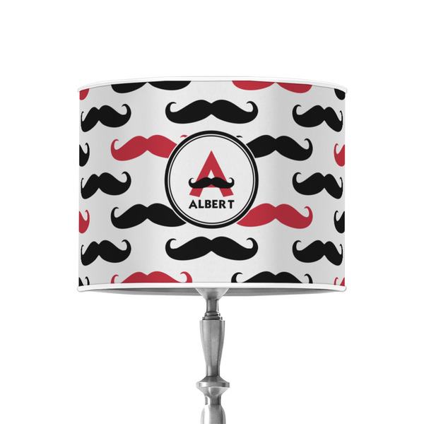 Mustache Print 8" Drum Lampshade - ON STAND (Poly Film)