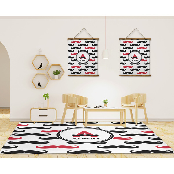 Mustache Print 8'x10' Indoor Area Rugs - IN CONTEXT