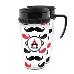 Mustache Print Acrylic Travel Mug (Personalized)