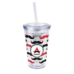Mustache Print 16oz Double Wall Acrylic Tumbler with Lid & Straw - Full Print (Personalized)