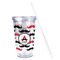 Mustache Print Acrylic Tumbler - Full Print - Front straw out