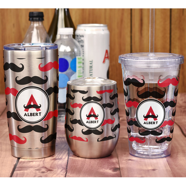 Mustache Print Acrylic Tumbler - Full Print - In Context