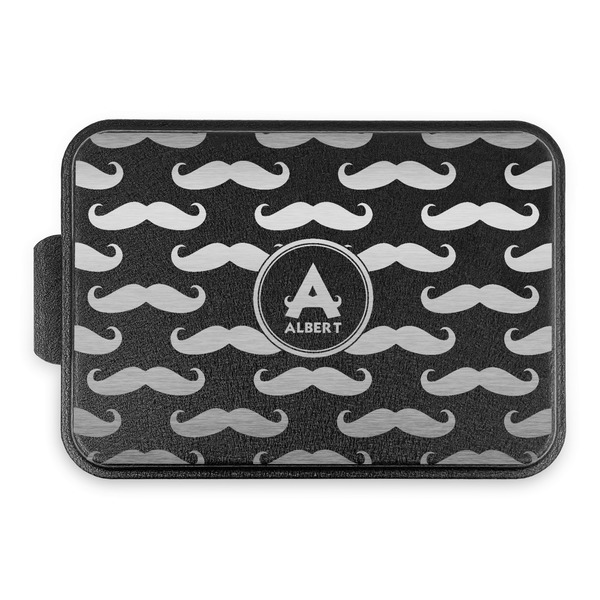 Mustache Print Aluminum Baking Pan - Black Lid - FRONT