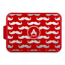 Mustache Print Aluminum Baking Pan with Red Lid (Personalized)