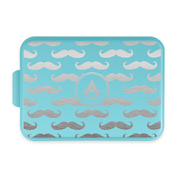 Mustache Print Aluminum Baking Pan with Teal Lid (Personalized)