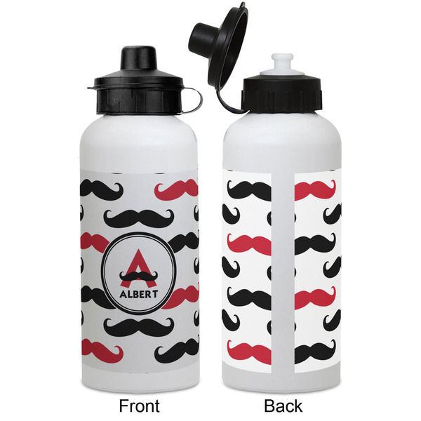 Mustache Print Aluminum Water Bottle - White APPROVAL